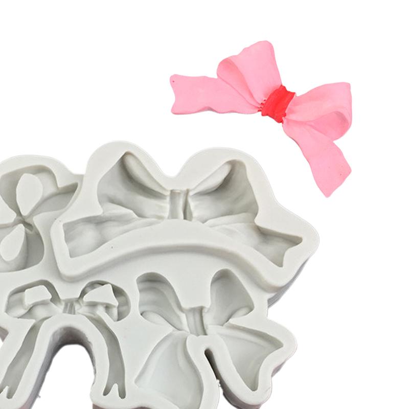 1 Pcs 4-Hole Bow Bowknot Silicone Cake Baking Mold Sugarcraft Chocolate Cupcake Baking Mould Fondant Cake Decorating Tools