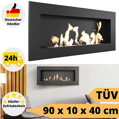 Wall Mounted Bioethanol Fireplace DELTA SLIM Black TÜV 