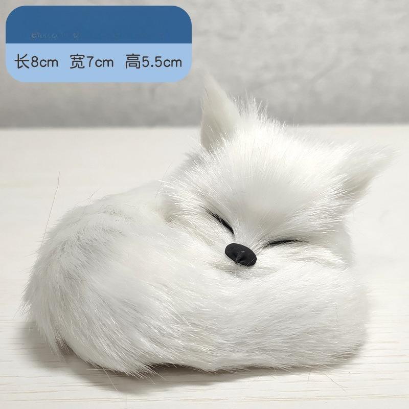1PC Mini Simulation Fox Plush Ornament Squatting Fox Model Figurine Doll for Home Decoration Craft Christmas Party Children Gift