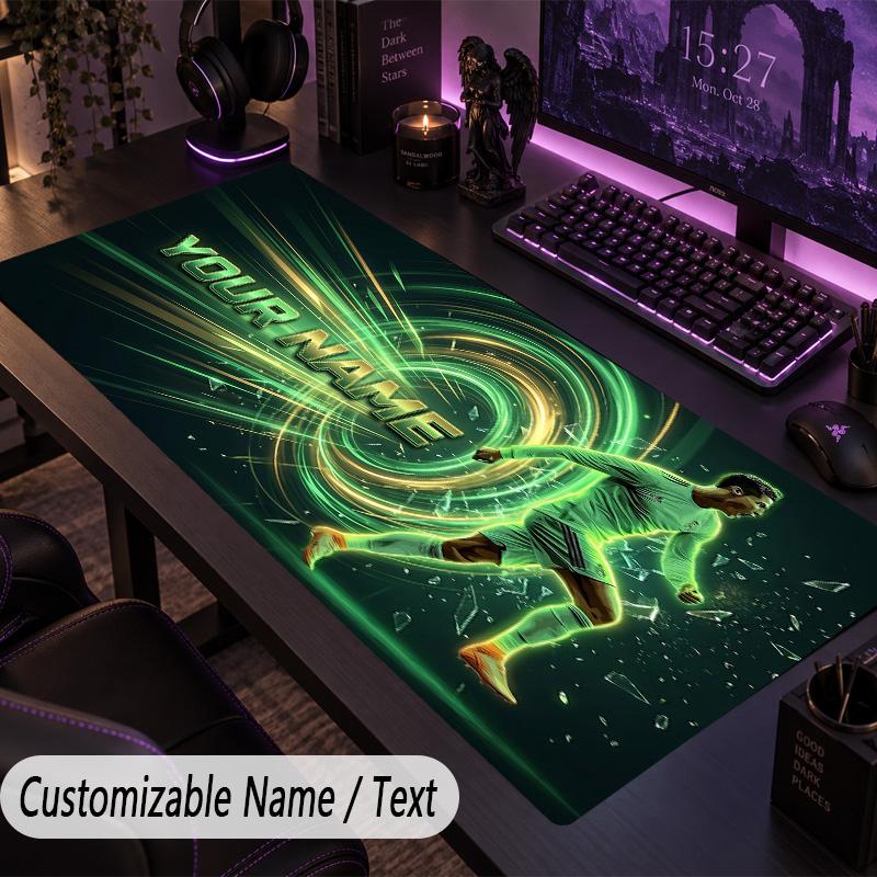 Large Mouse PadCristiano Ronaldo Custom Name Text Personalized Desk Mat Non Slip Gaming Pad