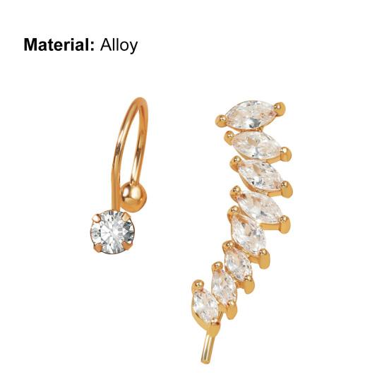 2 шт. серьги-клипсы C-образной формы со стразами для женщин, искусственный жемчуг, геометрические звезды, манжеты для ушей, ювелирные изделия