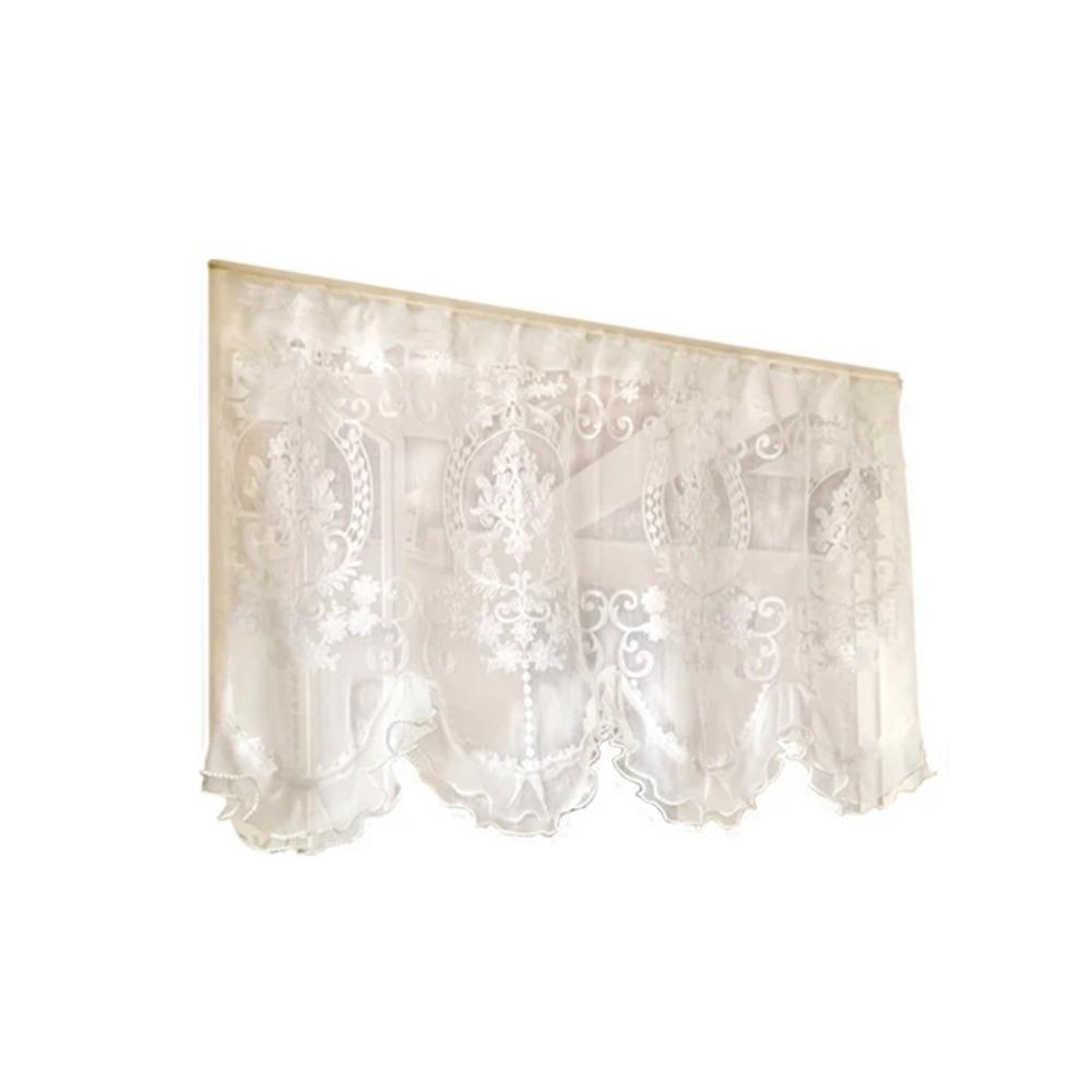 Вышитая кружевная короткая прозрачная штора с оборками, цветочная короткая тюлевая драпировка, кухня