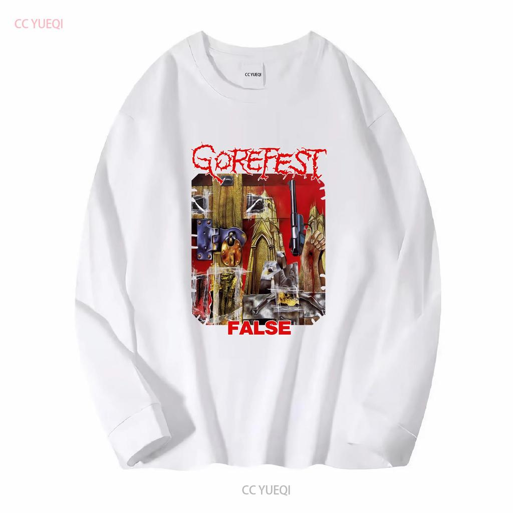 Новая футболка GOREFEST False Classic Популярная Премиум МУЖСКАЯ ЖЕНСКАЯ Размер S 5XL с длинным или коротким рукавом винтажная стираная Унисекс Повседневная