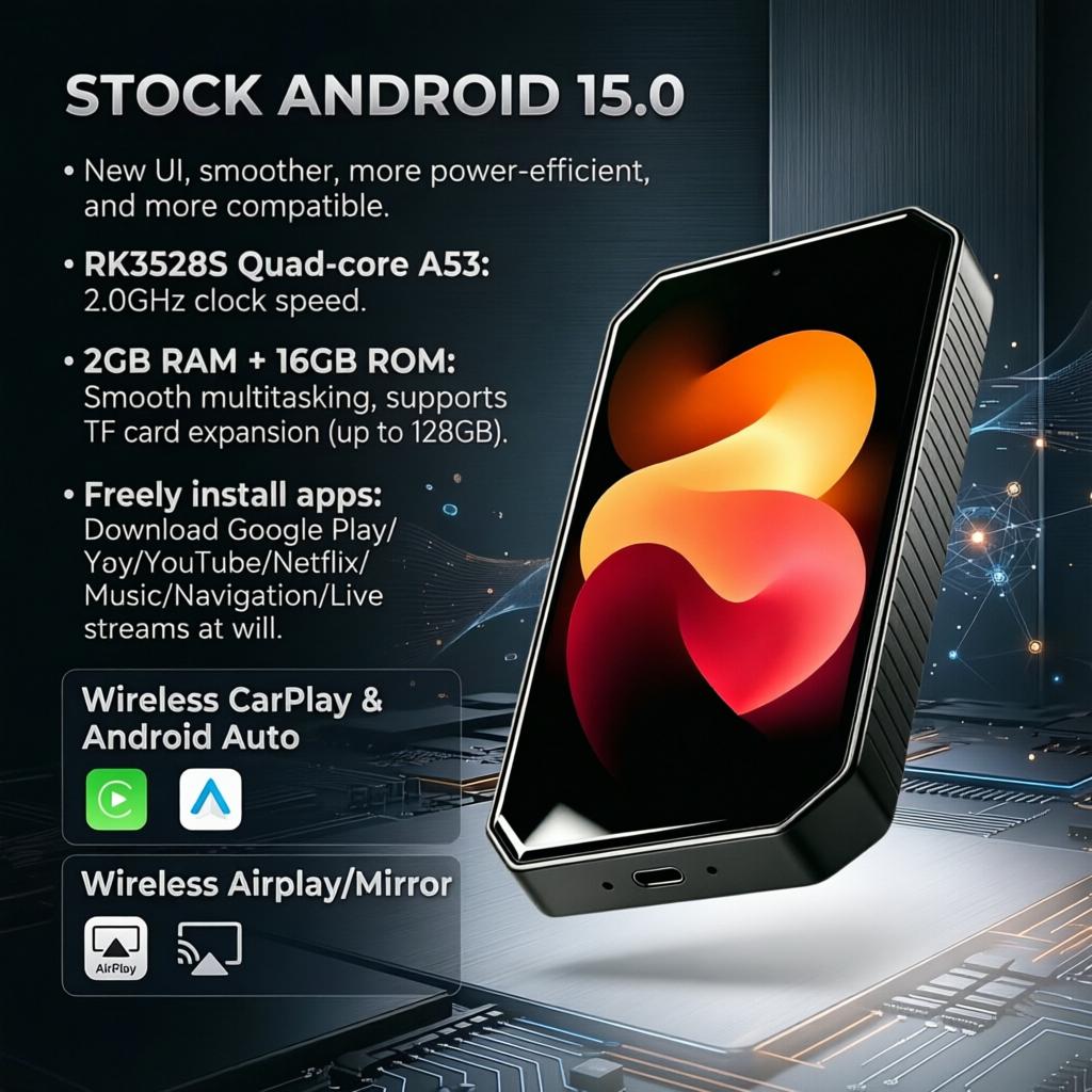 2026 CarRocket Android 15 CarPlay Ai Box Беспроводной Android Auto USB-адаптер Plug Play Универсальная ТВ-приставка Для Youtube Netfl