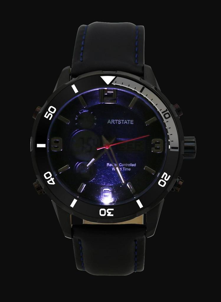 Дата и День 10 АТМ Водонепроницаемость Легкий Долговечный [ARTSTATE AS3284] Мужские Радиоуправляемые Часы, Дисплей, Цифровой/Аналоговый Дисплей, Водонепроницаемость, Функция,