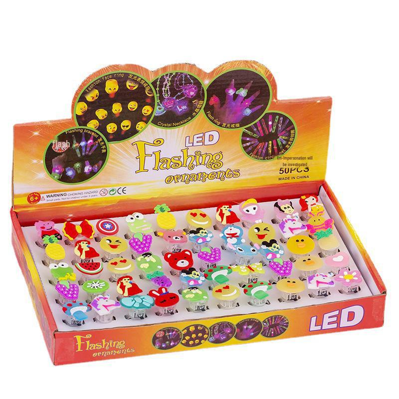 LED Flash Glow Ring Toy for Kids - Christmas Gift with Cute Cartoon Characters