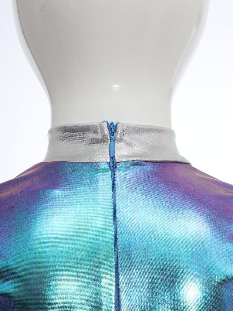 Костюм Космическая Милашка для Девочки: Мерцающее Пэчворк-платье с инопланетным дизайном из ПУ для Хэллоуина и Sci-Fi Ролевых Вечеринок