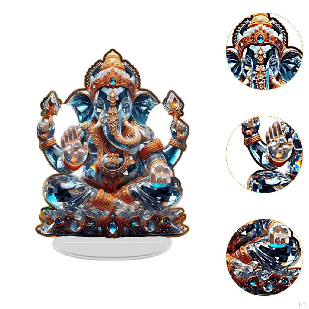 Акриловый слон-бог, украшение для рабочего стола, 2D, подарок, поделки, украшение для дома с основой, Ганеша