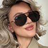 Hip Hop Sun Glasse Oversize Frame Anti-UV Spectacles Double Beam Eyeglasses Personality Temples Ornamental Women Sunglasses