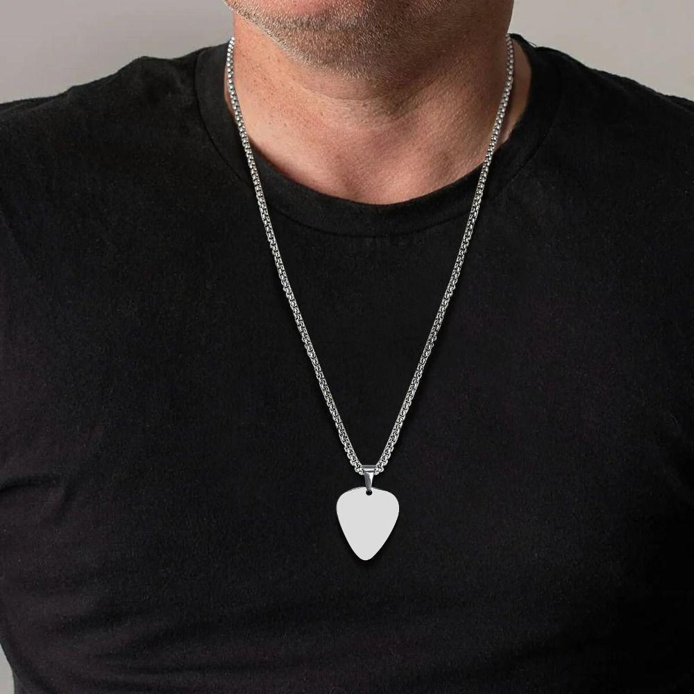 Guitar Pick Guitar Pick Necklace Titanium Steel Music-lovers Jewelry Gifts Guitar Picks Pendant