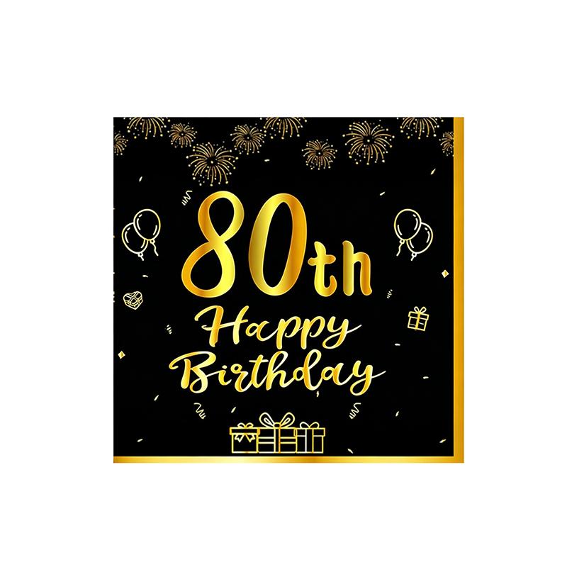 20 шт. Салфетки на 30-й, 40-й, 50-й, 60-й День Рождения Черно-Золотые Салфетки на Годовщину 'За 50 Лет!' Одноразовые Party Napkins