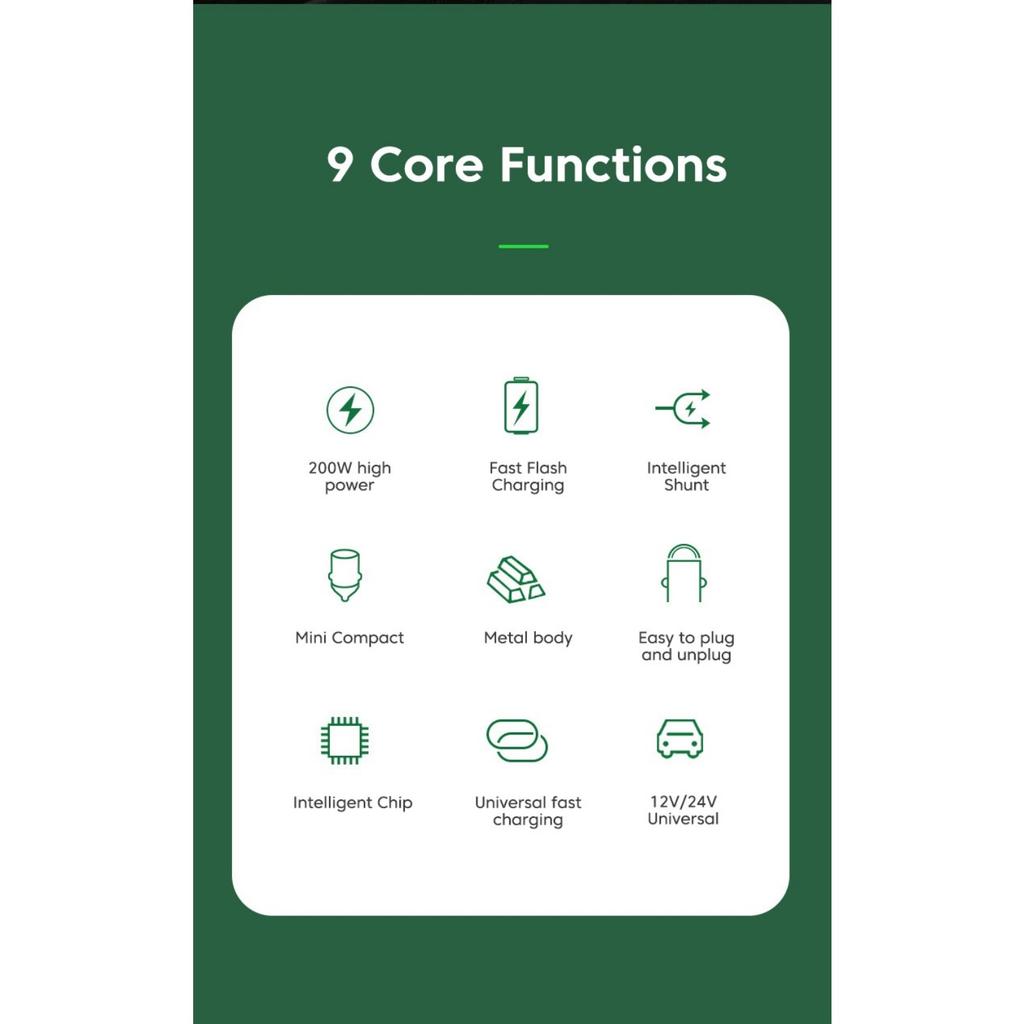 Автомобильное зарядное устройство USB PD 200 Вт, быстрая зарядка, адаптер для мобильного телефона, QC 3.0