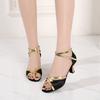Latin Dance Shoes Adult Female Open Toe Social Dance Shoes 5.5cm Medium Heel Soft Sole