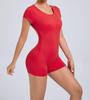 European & American Backless Peach Hip Tight Yoga One-Piece - Short Sleeve for Dance, Fitness & Sports
