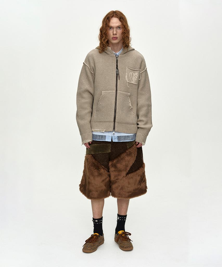 ADSB ANDERSSON BELL Faux Fur Patchwork Shorts Apa870M(Brown)