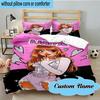 Custom Name 3PCS Black-pink Signature Bedding Set, Including 1pc Duvet Cover And 2pcs Pillowcases, Suitable for dorms and bedrooms Gift