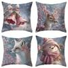 Домашний декор Зачарованный лес: Олень, Лиса, Снеговик Декоративные подушки Узор Наволочка Подходит Для Дивана Спальни Автомобиля Наволочка