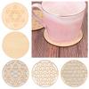 20cm Decor Healing Flower of life Circles Carved Wood Round Edge Chakra Pattern Coaster