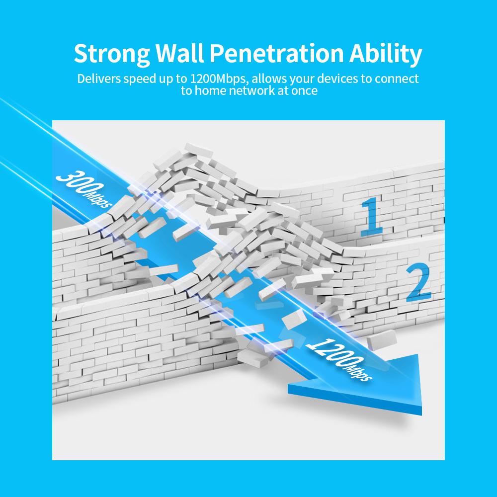 1200 Мбит/с 2,4G 5G двухчастотный повторитель Wi-Fi Wi-Fi удлинитель беспроводной усилитель сигнала белый для дома
