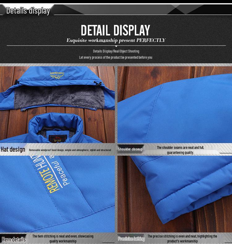 Мужская и женская уличная водонепроницаемая дышащая ветровка - Осень/Зима Плюс бархат и толстая куртка для альпинизма