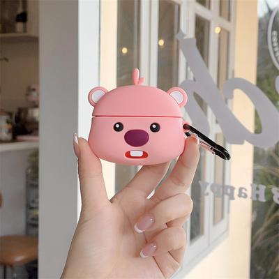 Розовый 3D чехол для наушников Little Beaver для Airpods1 2 3 Мягкий силиконовый защитный чехол для Airpod Pro 2nd Wireless Box с брелком