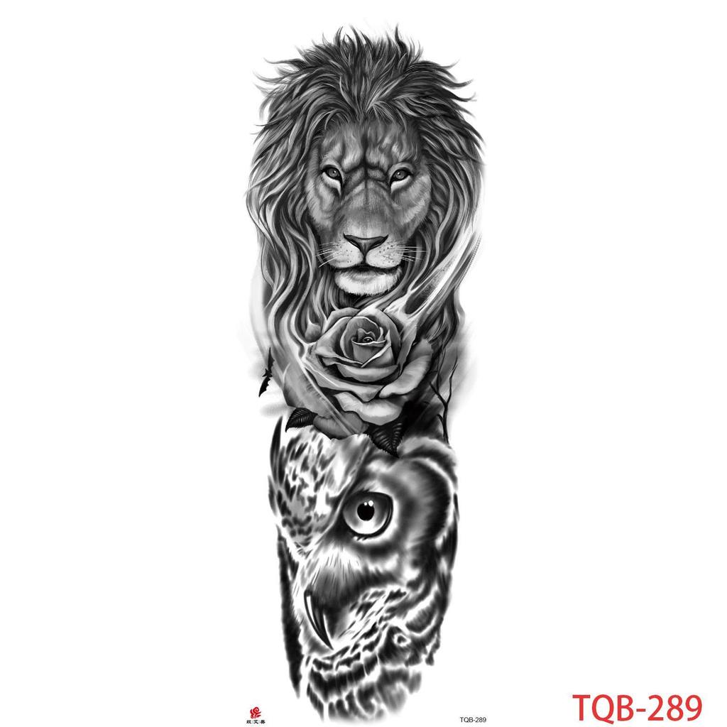 1 PC 480*170MM Large Temporary Tattoos Sleeve for Men Women Full Arm Selleve Tattoos Temporary Realistic Fake Wolf Tiger Lion Tattoo