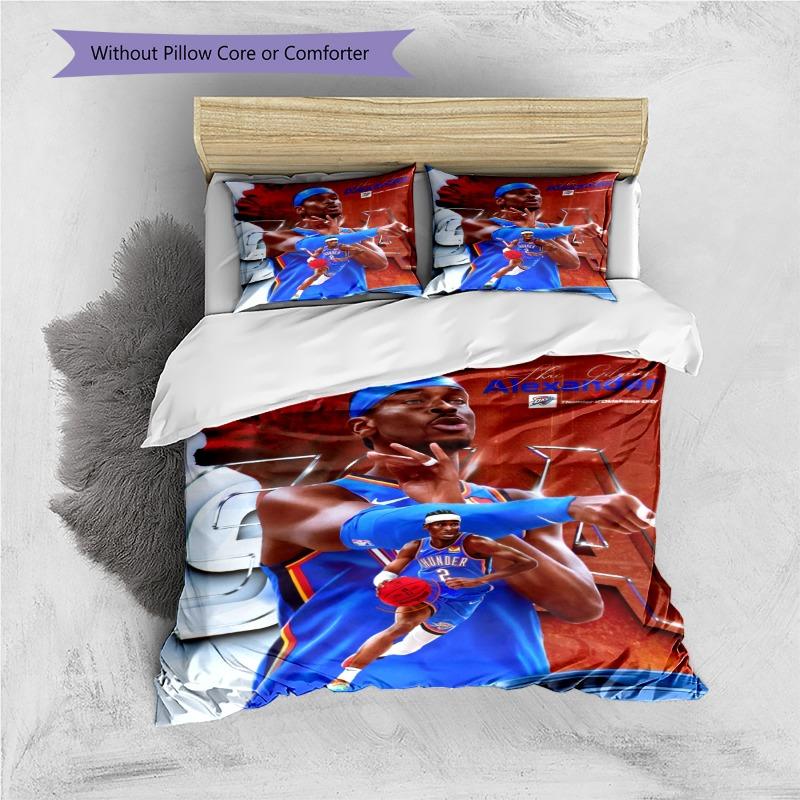 Basketball Star Player Portrait Print 3 Pieces Duvet Cover Set Sports Fan Bedding Bedroom Home Decor Without Pillow Core Comforter