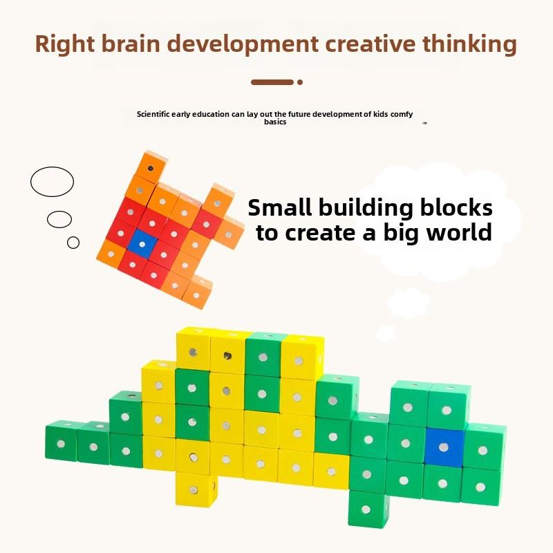 Math Learning Magnetic Cube Toy Made Of Eco-friendly Wood For Classroom Use