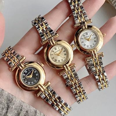 Women's Round Roman Dial Watch Stainless Steel Band Quartz Wrist Watches Relogio Feminino Zegarek Damski Female Clock