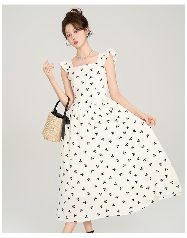 French style small fly sleeve camisole dress for women's summer high-end temperament, waist cinching and slimming dress