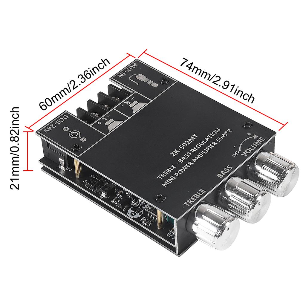 502MT 2.0-канальная плата стереоусилителя высокой мощности, Bluetooth 5.0, плата усилителя сабвуфера 2X50 Вт, усилитель басов