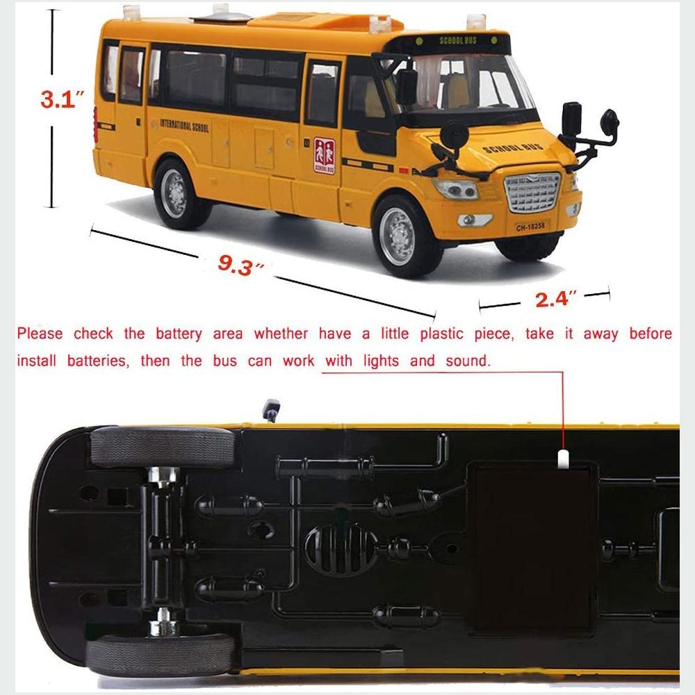 1/32 школьный автобус, игрушки для малышей, 9-дюймовые откидные желтые игрушечные автобусы, литые под давлением машинки со звуками, подсветкой и открытыми дверями, день рождения для мальчиков, девочек, детей