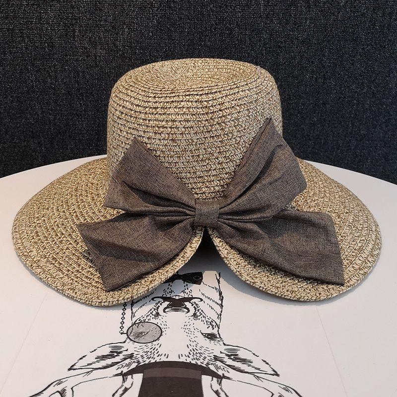 Bowknot Bucket Hat Casual Stylish Sun Protection Fisherman Cap Straw Beach Hats for Women
