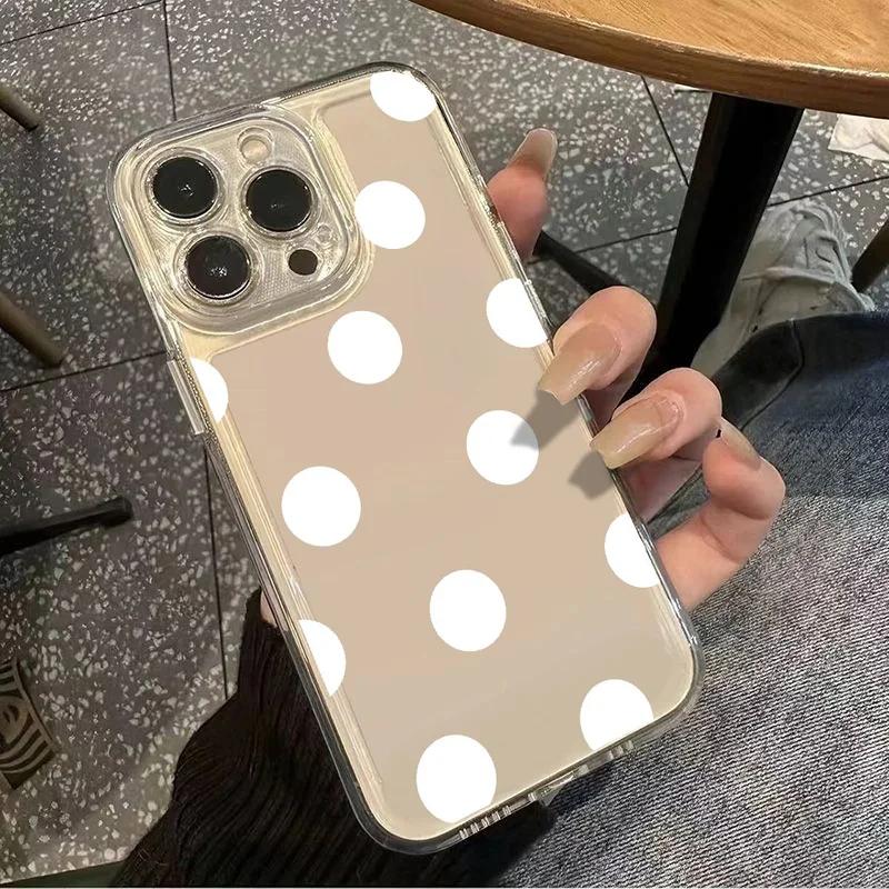 Простой Чехол с Узором в Горошек для Телефона Samsung S25 S24 Ultra S23 S22 S21 S20 S23FE S21FE Корейский INS Мягкий Чехол
