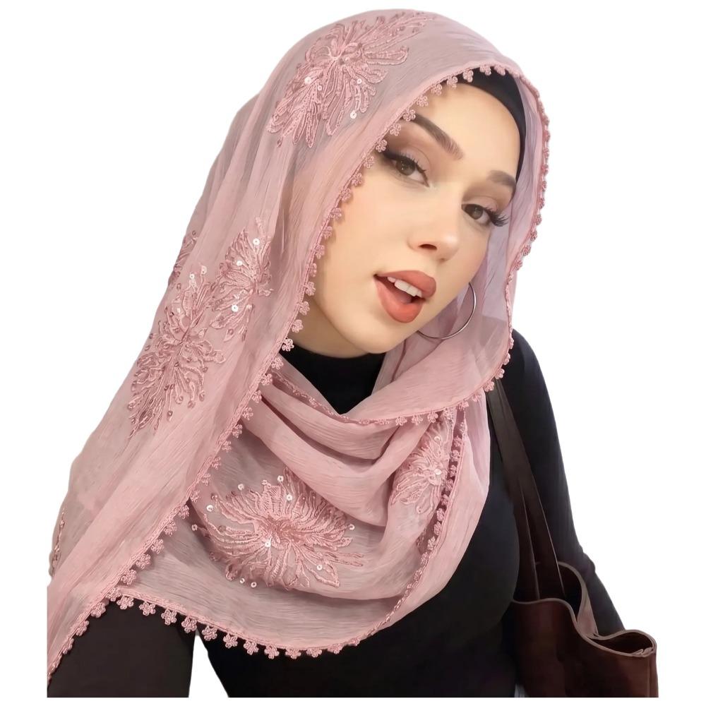 Full Cover Islamic Headscarf Solid Color Sequin Wraps Shawl Muslim Hijab Turban Cap Girls
