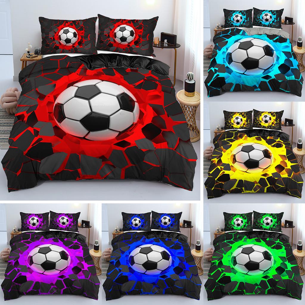 Пододеяльник Постельное белье 3D печать Набор из трех предметов Домашний текстиль Технологичность Спортивный футбол