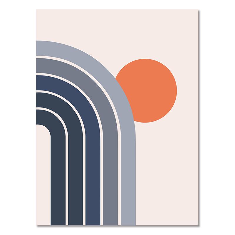 Абстрактный винтажный постер Солнце и Луна, холст, картина, радуга, современное искусство, принт, геометрическая линия, настенная картина для декора гостиной