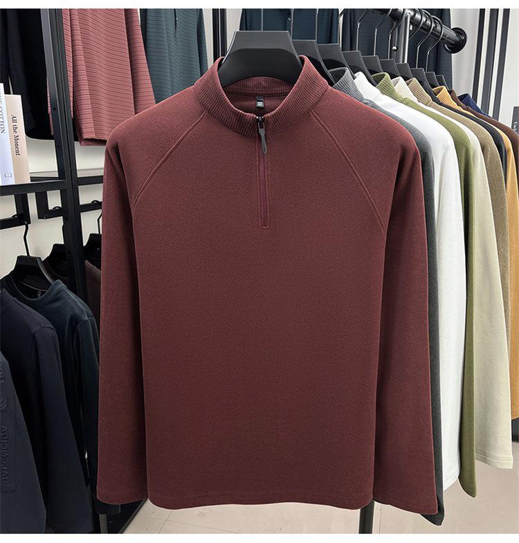 Мужской двусторонний катионный свитшот с длинным рукавом, полувысоким воротником и молнией