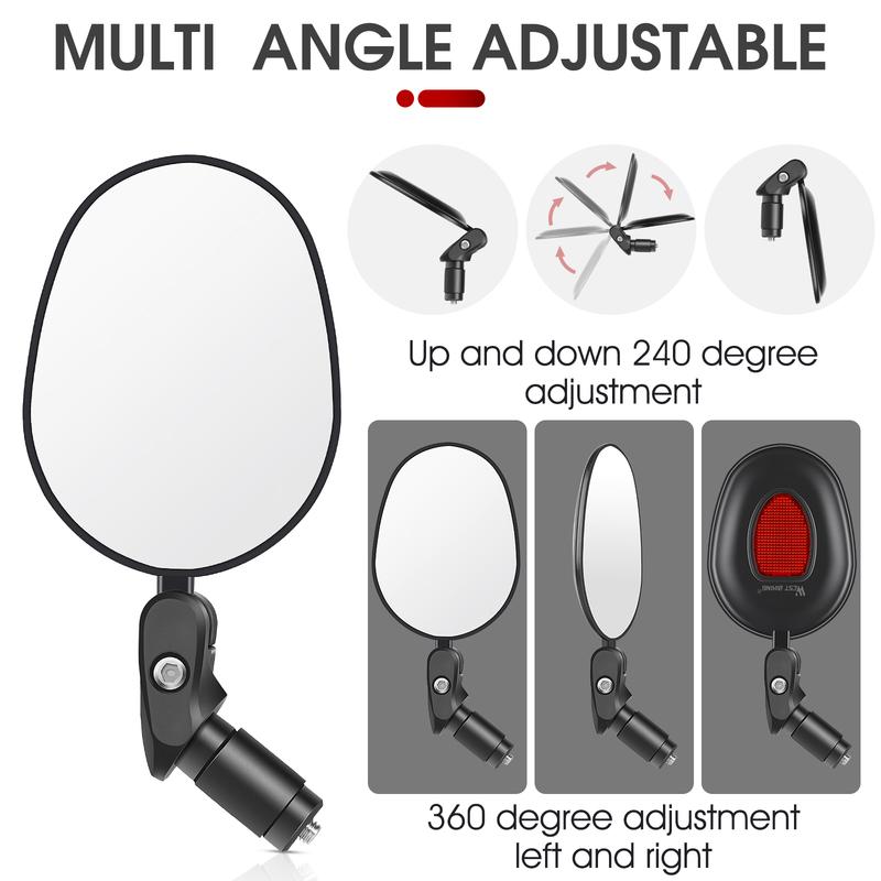 WEST BIKING Adjustable Bicycle Rearview Mirror 360° Rotatable Handlebar Safety Convex Mirror Wide Angle For Bike Handlebar Parts