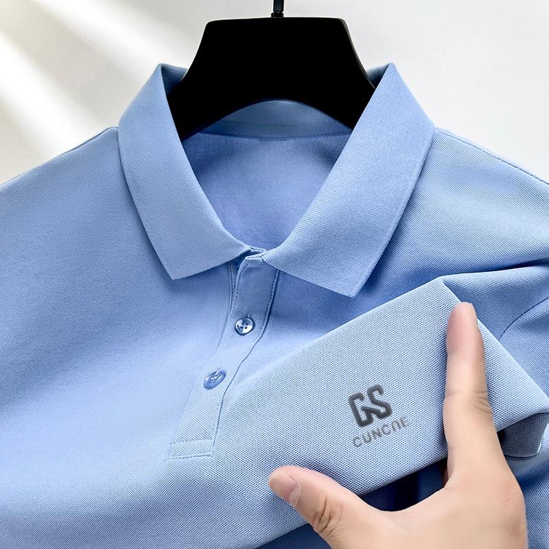 Дизайнерское мужское поло с лацканами и коротким рукавом, летняя новинка, изысканный принт с буквами, модная повседневная деловая мужская одежда