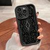 Модный ретро черный чехол для телефона с цветочным узором, подходит для iPhone 17 16 15 14 13 12 11 Pro/Max/Plus, противоударный и защищающий от падений