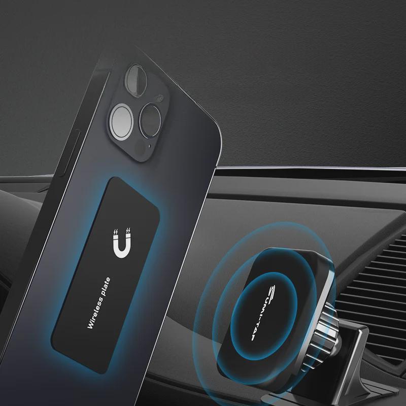 Двухкомпонентный магнитный автомобильный держатель для телефона с беспроводной зарядной панелью