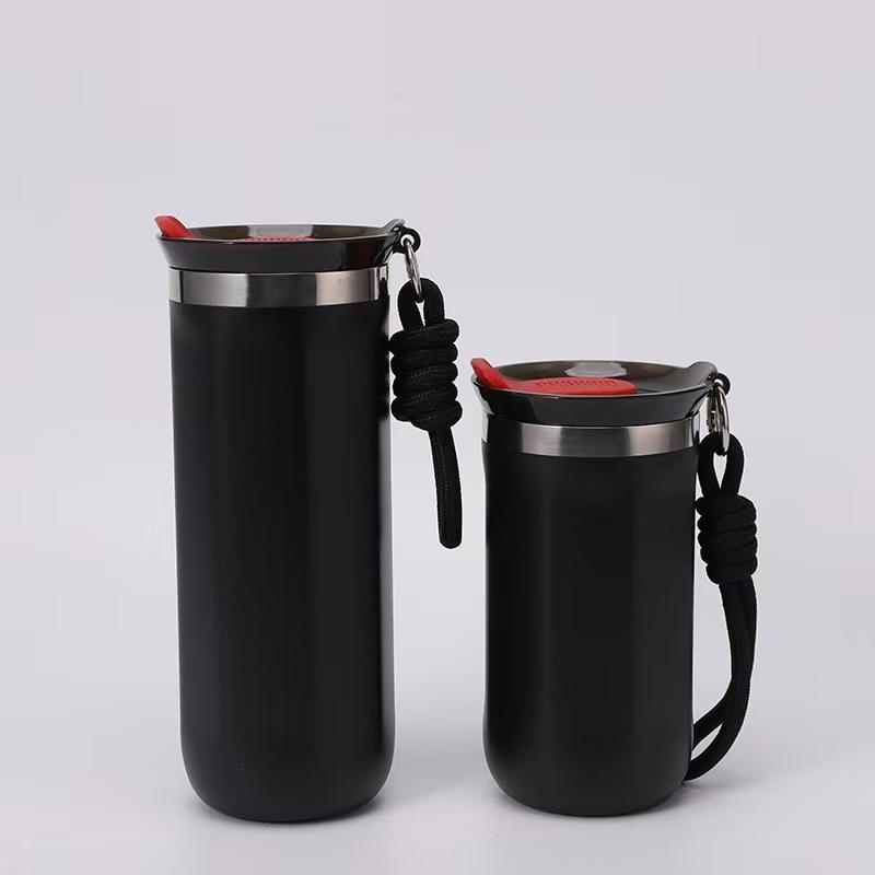 304 Stainless Steel Octagonal Thermos Cup with Portable Lanyard - Double Wall Vacuum Insulated for Coffee and Water