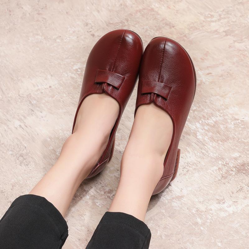 Возврату и обмену не подлежит [Распродажа] Женская обувь среднего и пожилого возраста Повседневные туфли из кожи на плоской подошве для мам Обувь из натуральной кожи для пожилых людей Gran