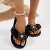 Luxury Metal Flower Faux Fur Flip Flops Women 2025 Winter Warm Short Plush Indoor Slippers Comfort Soft Sole Non Slip Slippers