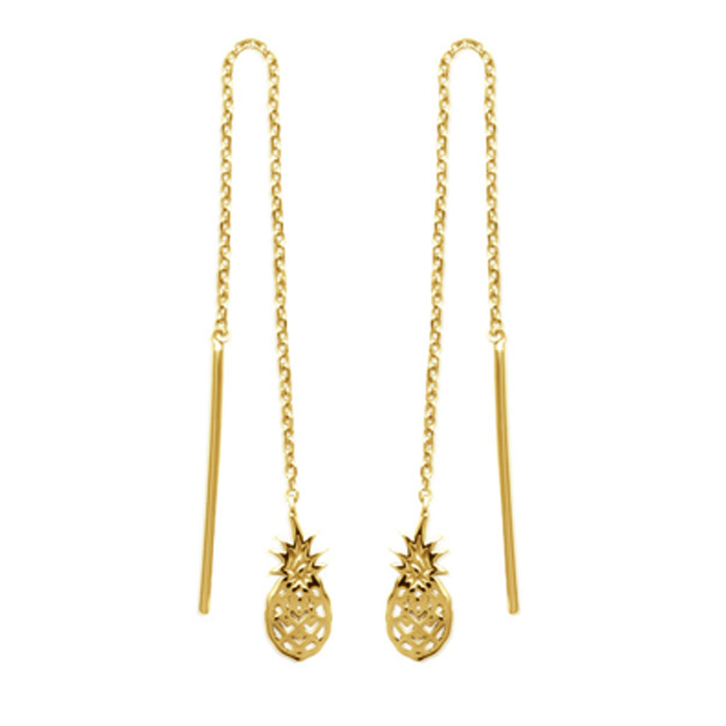 Les Trésors De Lily [P0720] - Gold Plated 'Pineapple' Earrings - Pattern 10x4 Mm