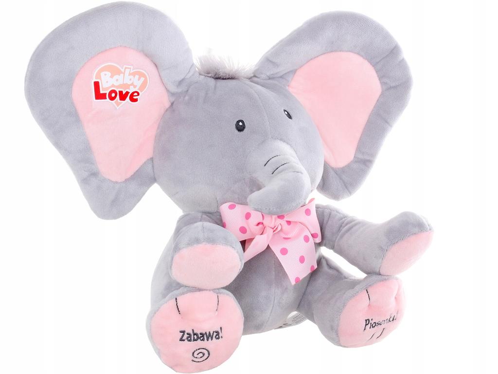 Interactive Peek-a-boo Elephant Mascot Talks Sings PL Peek-a-boo Moves Ears