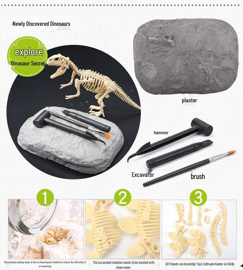 DIY Dinosaur Fossil Excavation Toy: Tyrannosaurus & Triceratops Skeleton Models for Kids