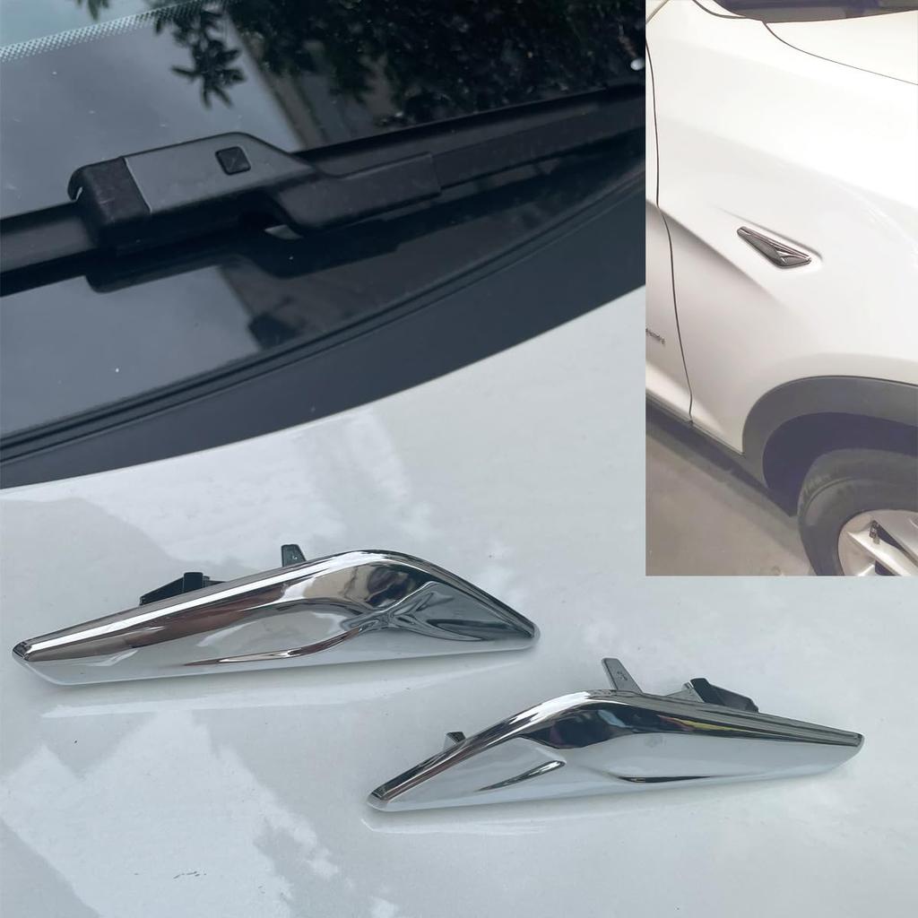 Front Side Fender Trim Chrome Finisher Side Marker Emblem Moulding fits BMW X3 X4 F25 F26 Replaces# 51117338569 51117338570
