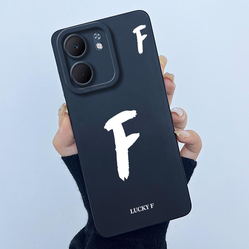 For OPPO A5x CPH2725 Cover Case Lucky Initial Letter Couple Silicone Soft Matte Phone Bumper for Oppo A5x 4G 5G 2025 Casing